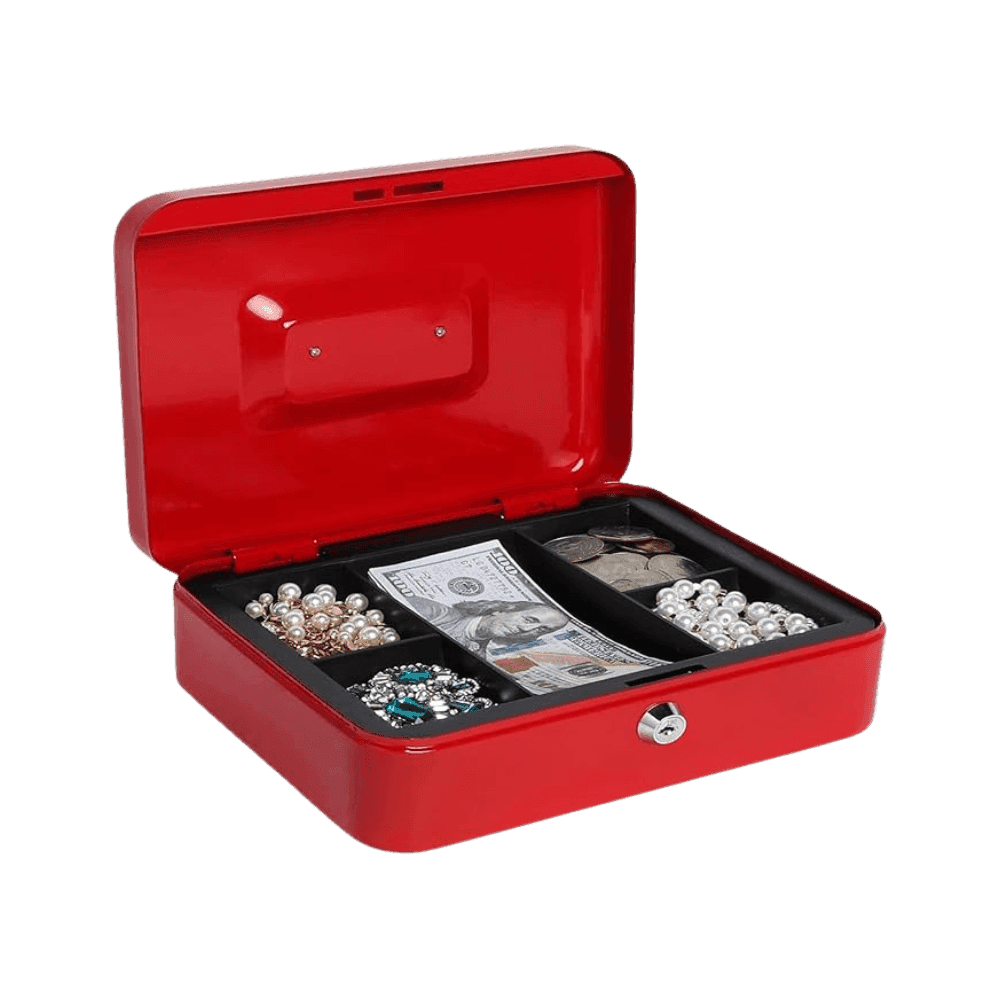Stark Cassetta Portavalori Rossa per Monete e Banconote 25 x 18 x 9 cm - 2