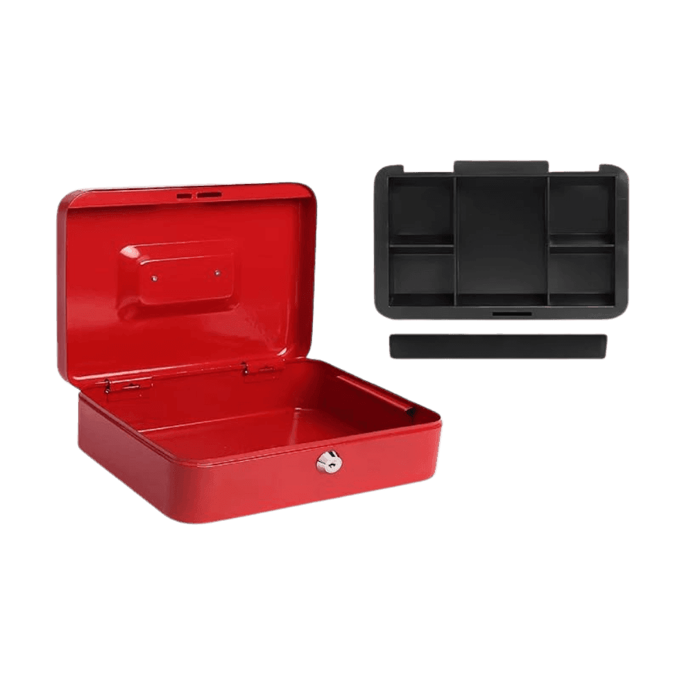 Stark Cassetta Portavalori Rossa per Monete e Banconote 25 x 18 x 9 cm - 3