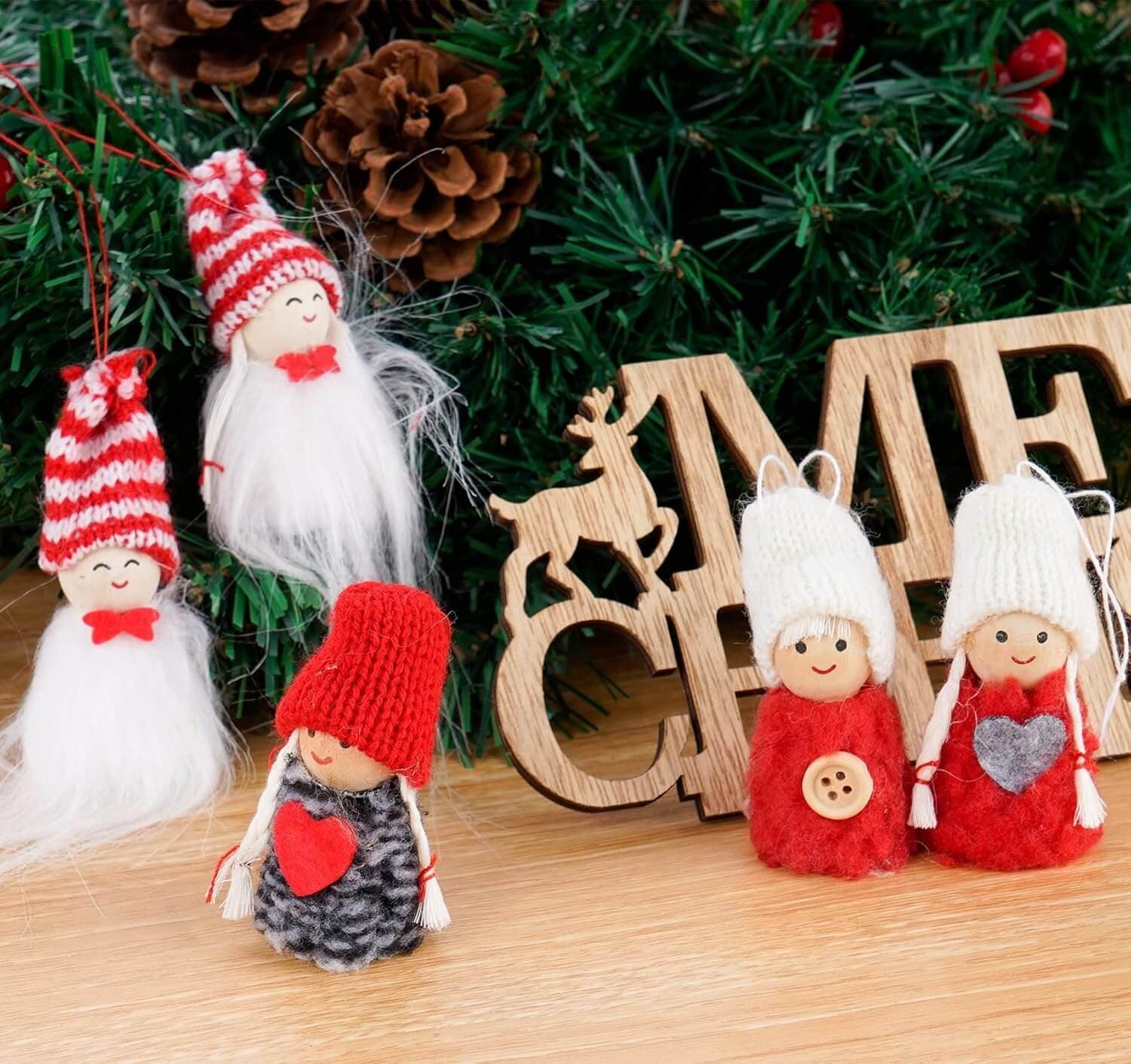 Set 10 Gnomi a Maglia per Albero di Natale - 3