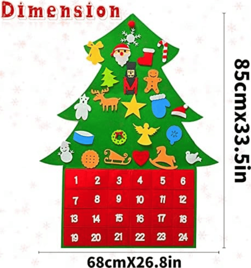 Calendario dell'Avvento Albero di Natale in Feltro per Bambini Decorazione Natalizia - 2