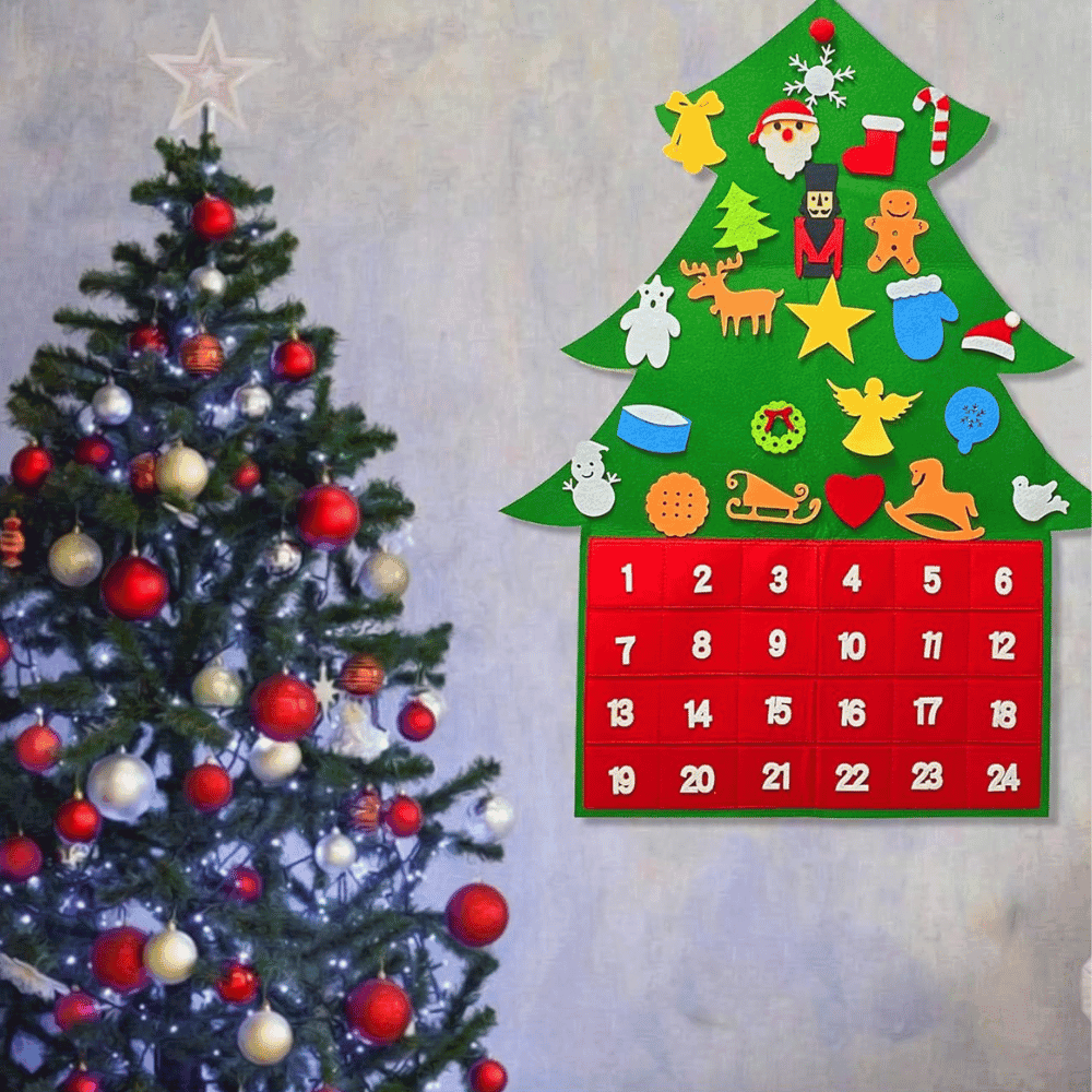 Calendario dell'Avvento Albero di Natale in Feltro per Bambini Decorazione Natalizia - 3