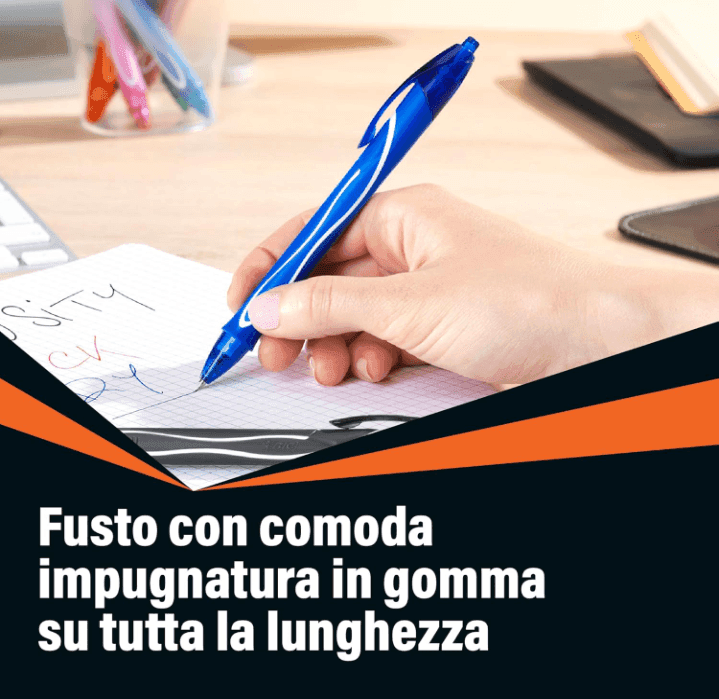 Bic - Penna gel a scatto Bic Gelocity Quick Dry blu - tratto 0,30 mm (conf. 12) - 3