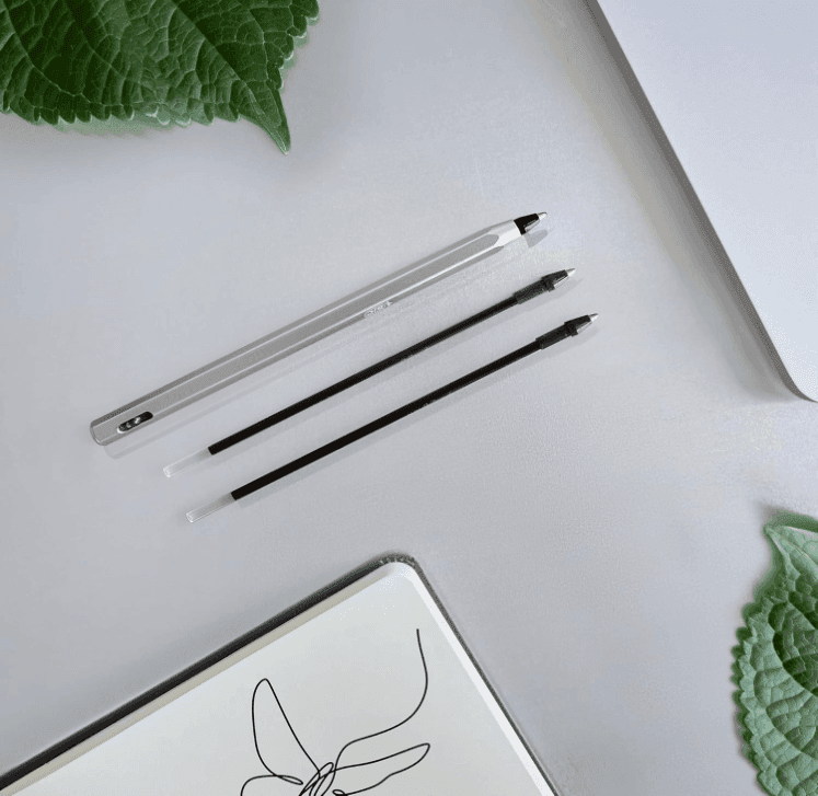 Bic - Penna a sfera Cristal Ricaricabile ReNew, Punta media 1 mm, Fusto in metallo opaco, Inchiostro Nero - 2