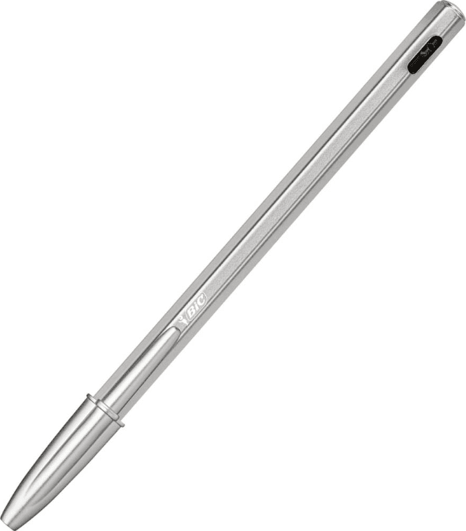 Bic - Penna a sfera Cristal Ricaricabile ReNew, Punta media 1 mm, Fusto in metallo opaco, Inchiostro Nero - 3
