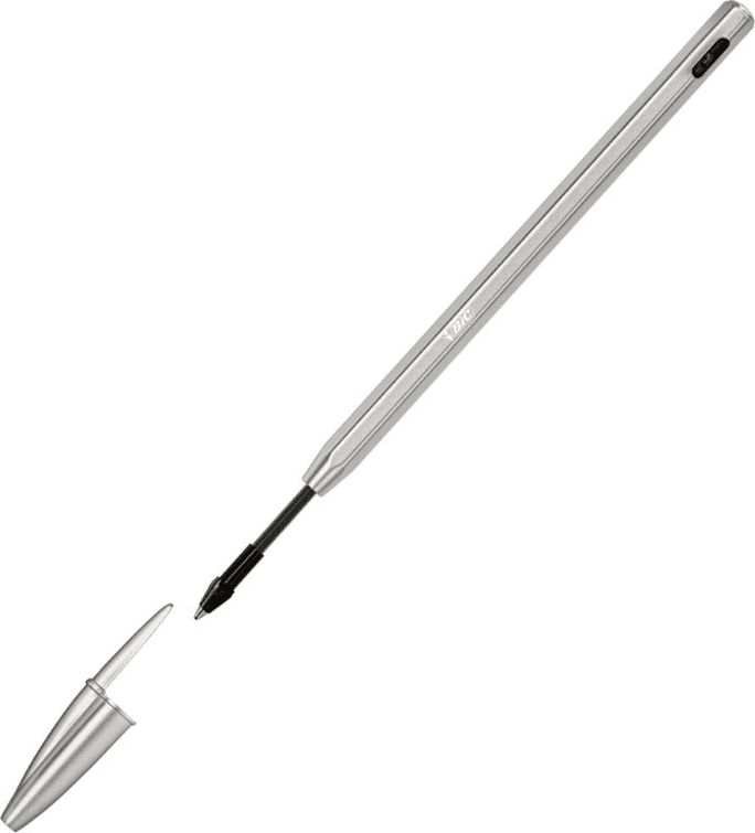 Bic - Penna a sfera Cristal Ricaricabile ReNew, Punta media 1 mm, Fusto in metallo opaco, Inchiostro Nero - 4