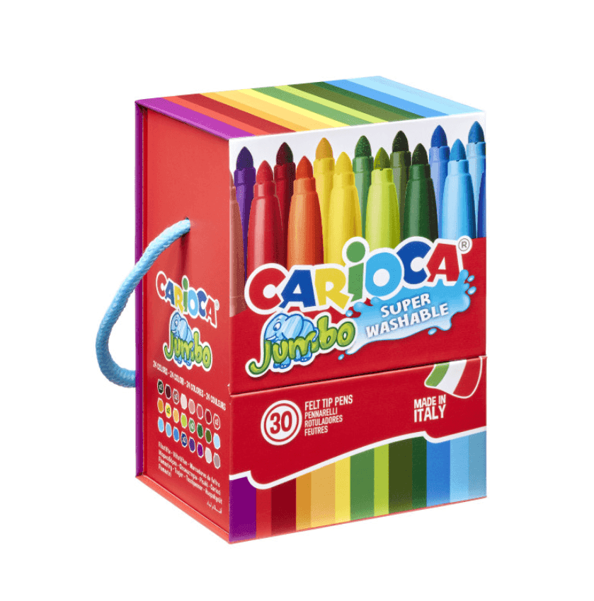 Carioca - Scatola Rigida da 30 Pennarelli Punta Maxi Jumbo