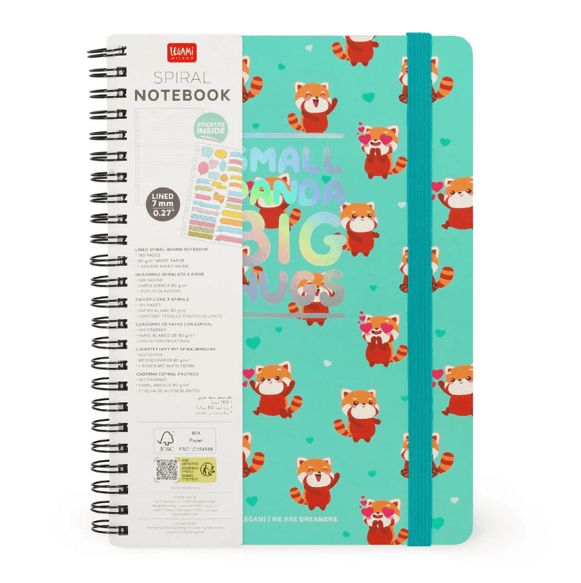 Legami - Quaderno a Righe A5 con spirale con Copertina Rigida Illustrata - Red Panda (A5NOTS0046) - 7