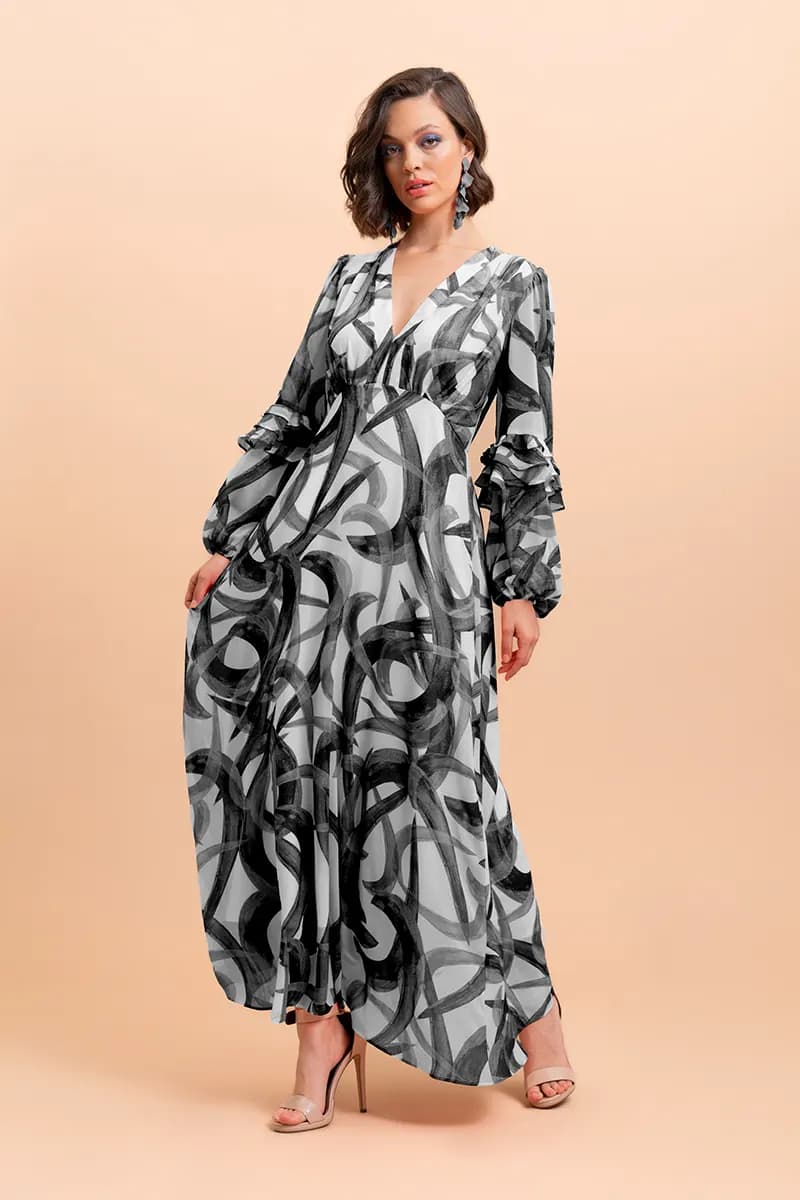 NUALY GLAMOUR | Abito lungo fantasia - 2
