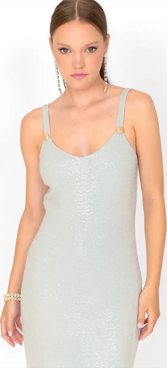 SISTE'S GOLD | Abito tubino smanicato paillettes - 2