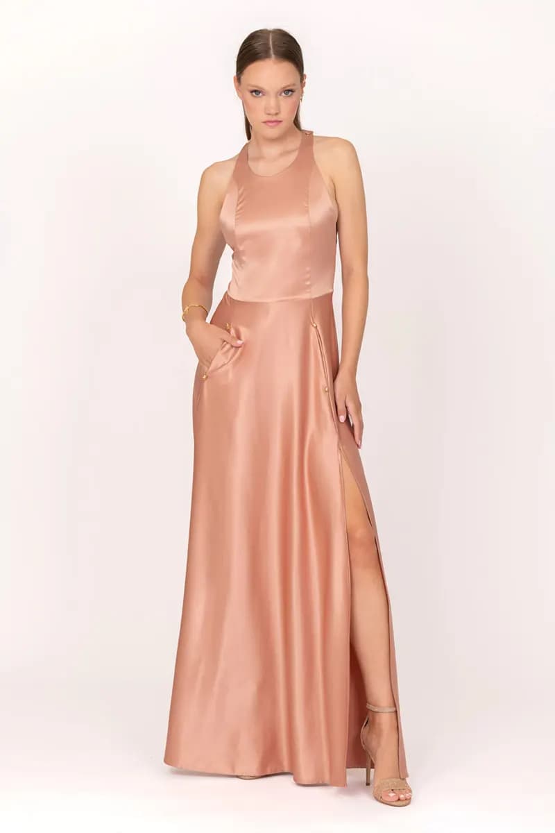 SISTE'S GOLD | Abito lungo scollo america - 3
