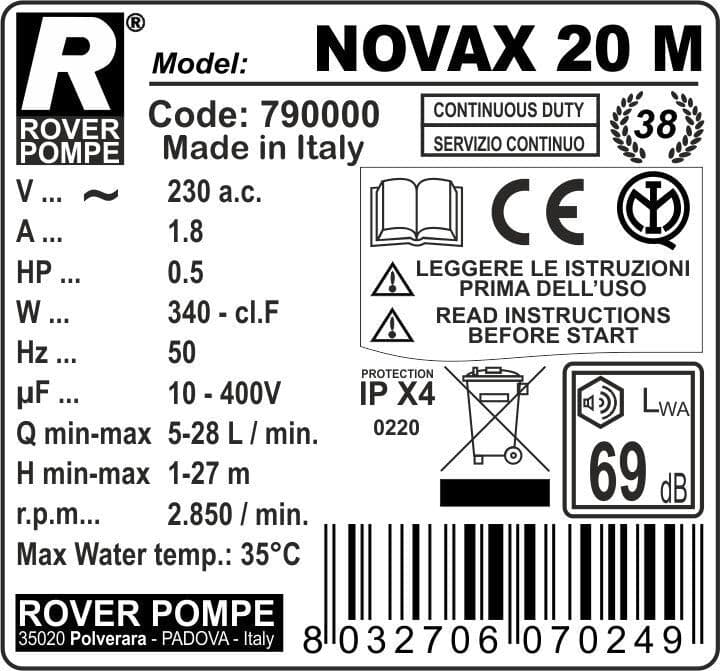 Elettropompa per travaso liquidi "NOVAX" autoaspirante bisenso a geometria stellare 20M - 5