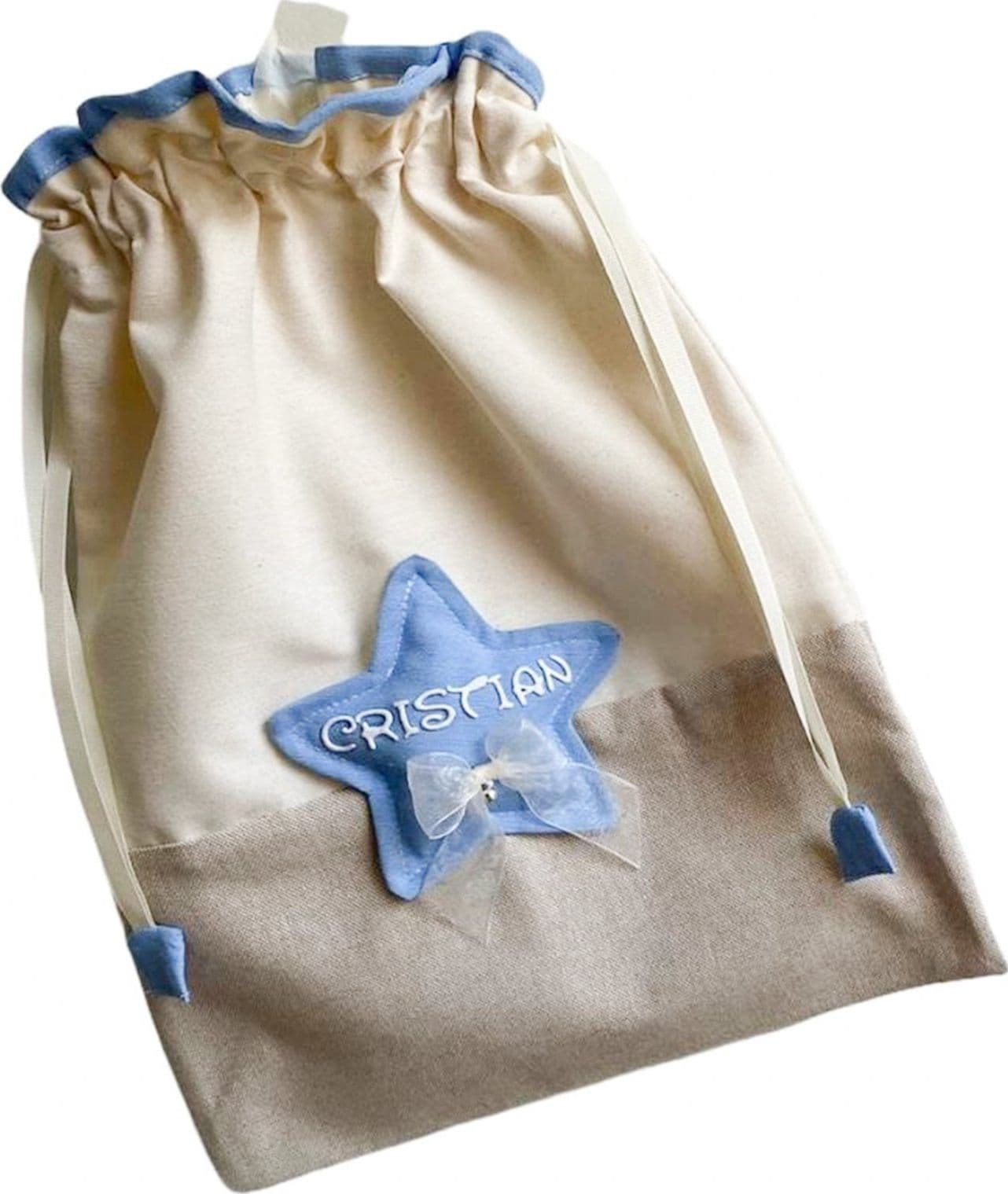 Sacca nascita in cotone, personalizzabile 35 x h 40 cm fatto a mano "Made in Italy" - 8