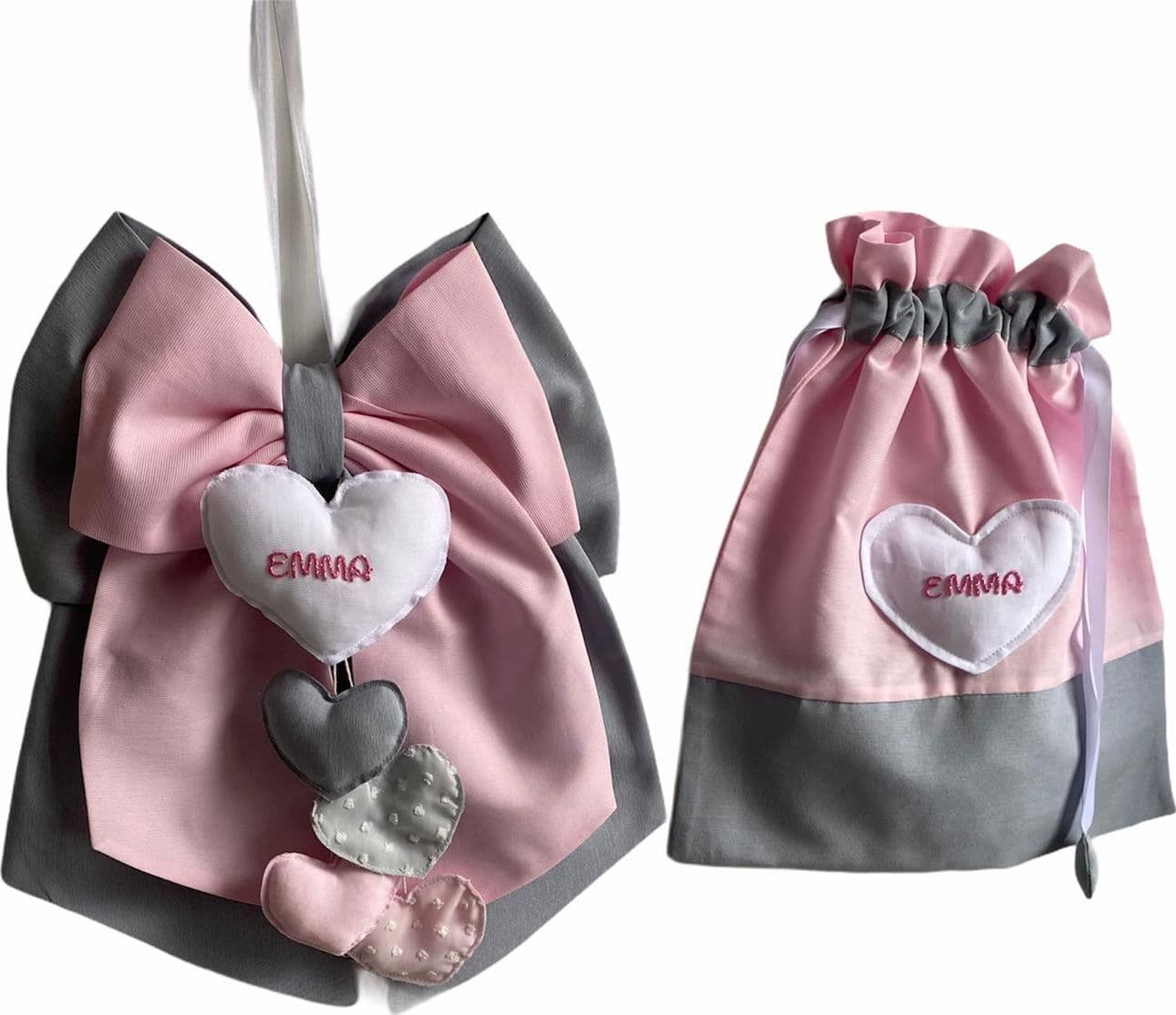 Sacca nascita in cotone, personalizzabile 35 x h 40 cm fatto a mano "Made in Italy" - 4