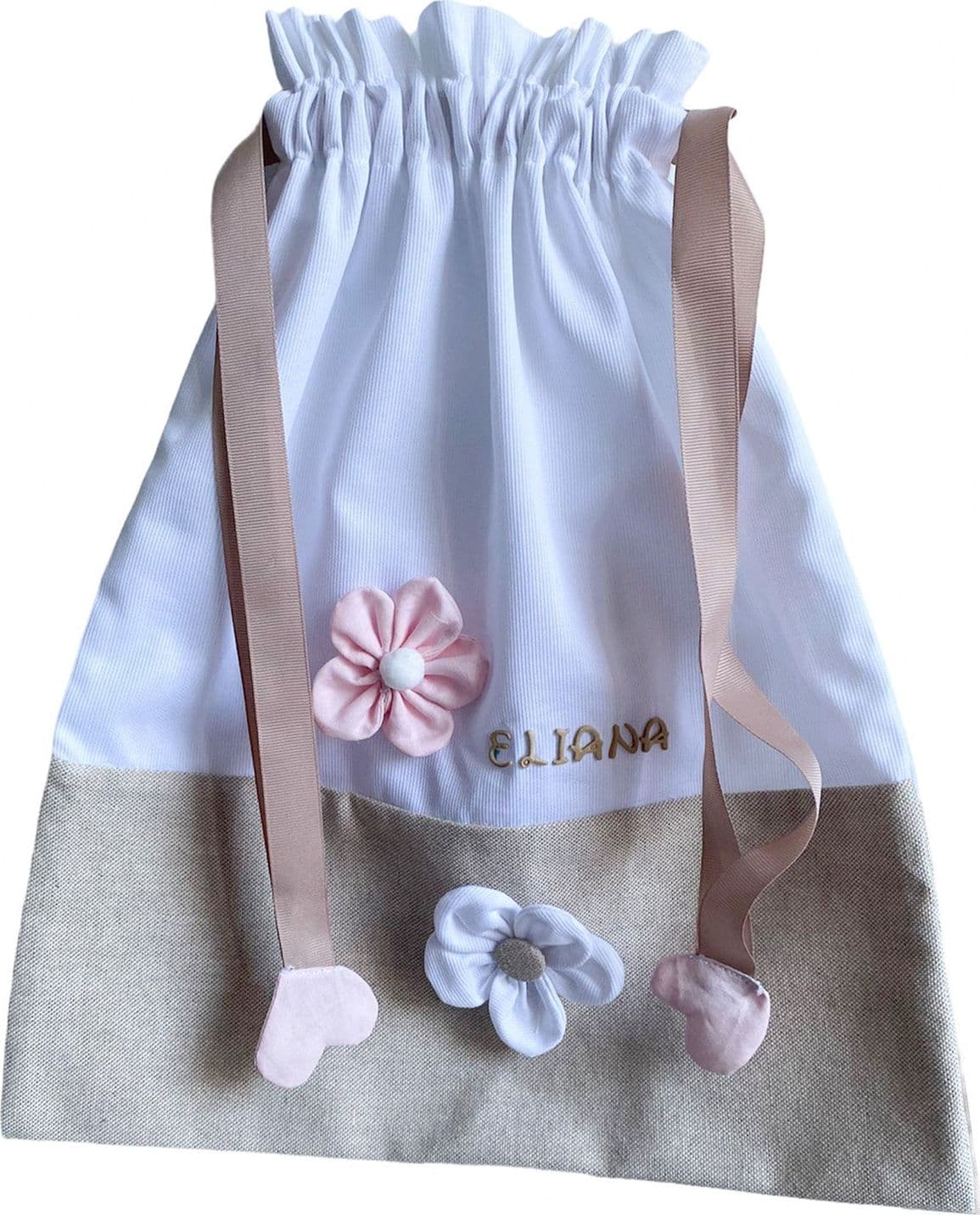 Sacca nascita in cotone, personalizzabile 35 x h 40 cm fatto a mano "Made in Italy" - 5