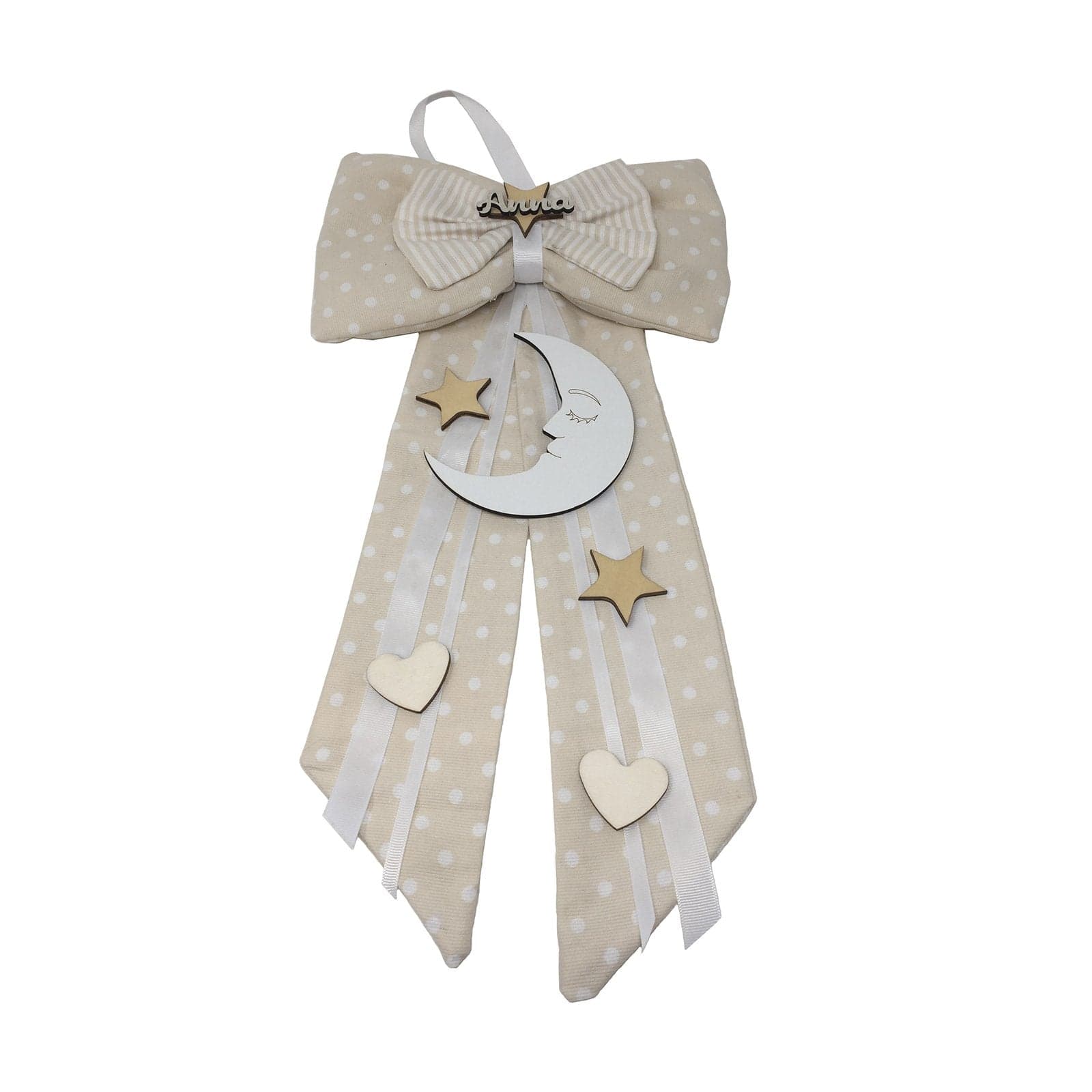 Fiocco nascita in cotone e legno, personalizzabile 30 x h 50 cm "Made in Italy" - 6