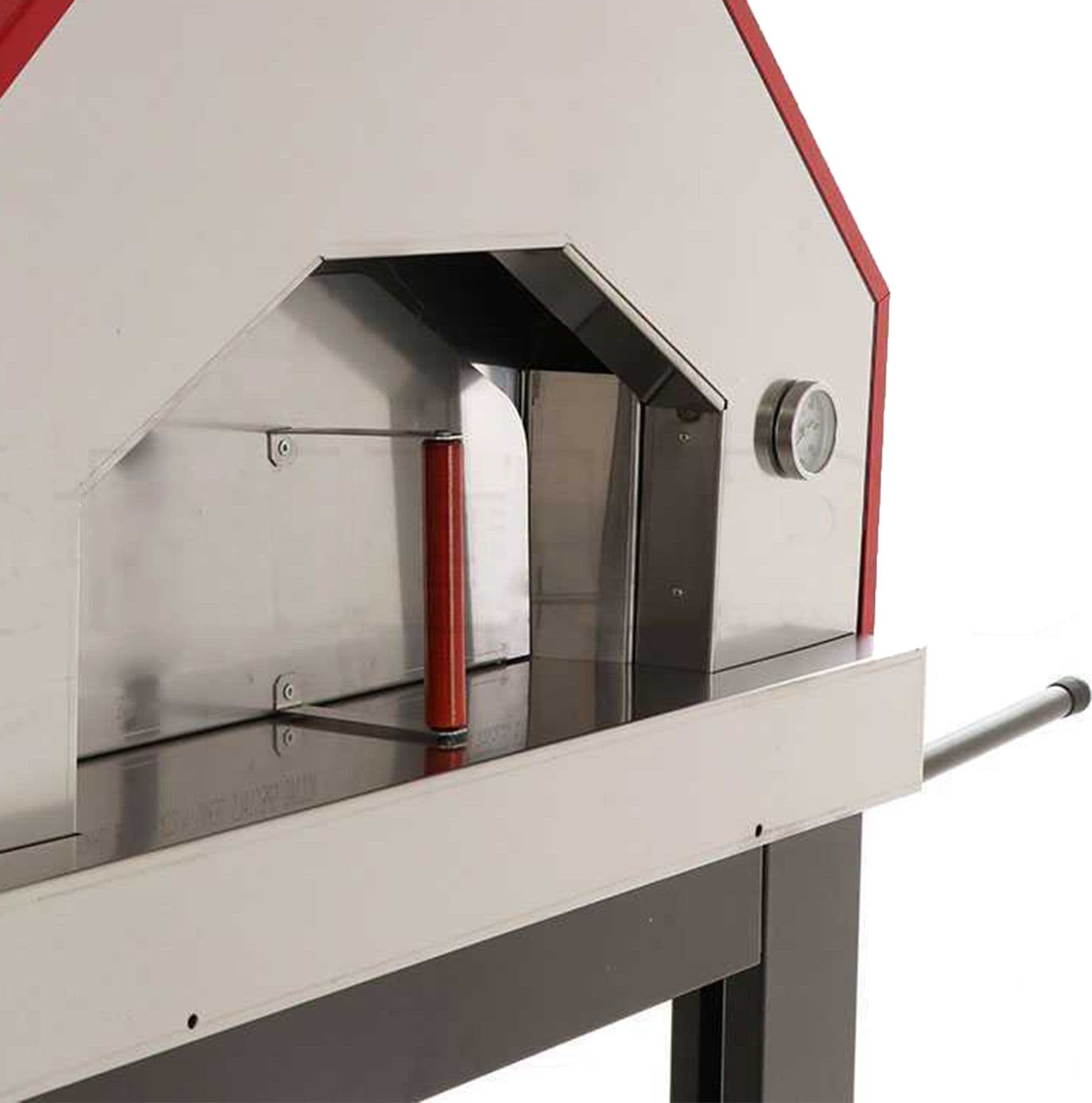 Forno a legna per pizze in acciaio inox cottura diretta da esterno con ruote "Made in Italy" - 5