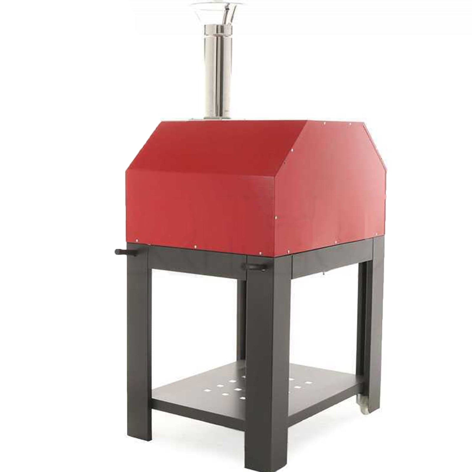 Forno a legna per pizze in acciaio inox cottura diretta da esterno con ruote "Made in Italy" - 6