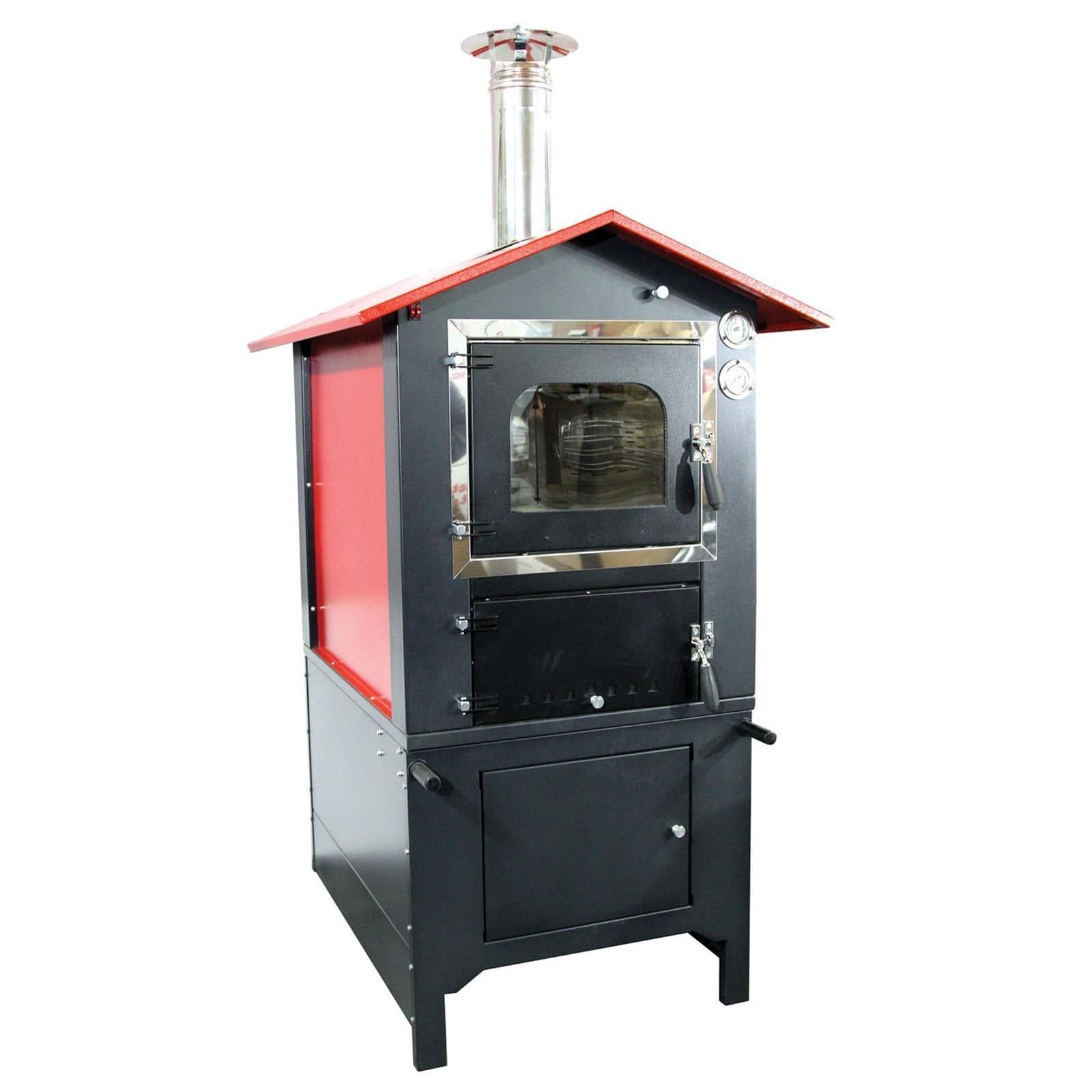 Forno a legna per pizze in acciaio inox ventilato da esterno con ruote "Made in Italy" - 5