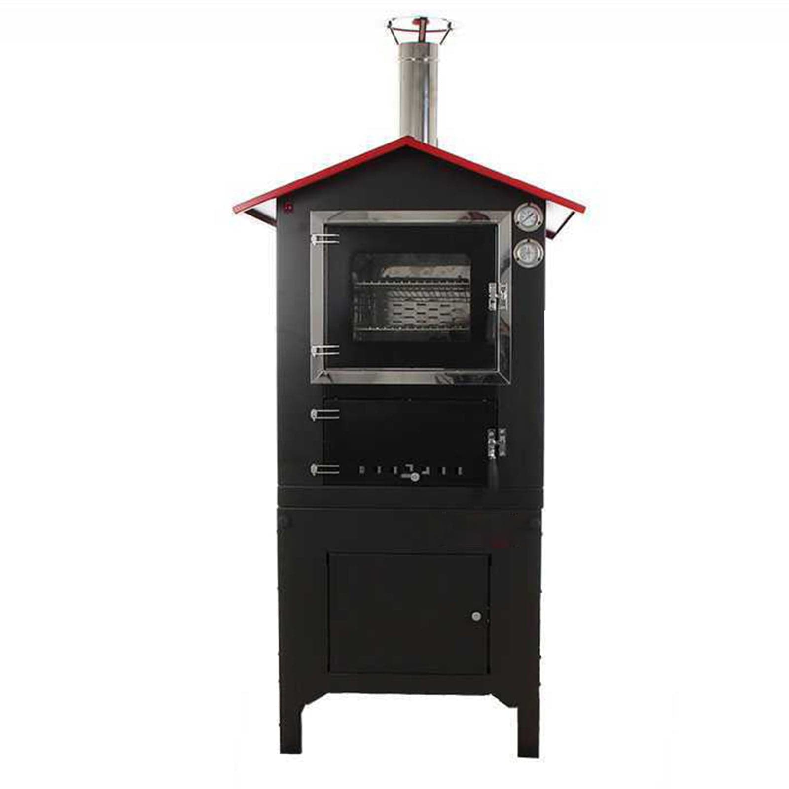 Forno a legna per pizze in acciaio inox ventilato da esterno con ruote "Made in Italy" - 2