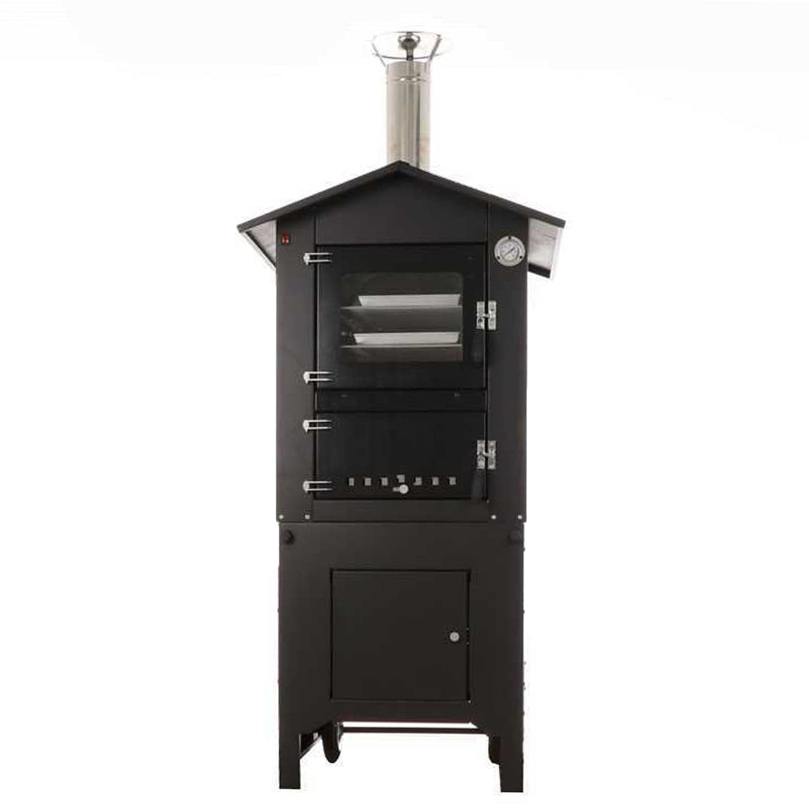 Forno a legna per pizze in acciaio inox ventilato da esterno con ruote "Made in Italy" - 2
