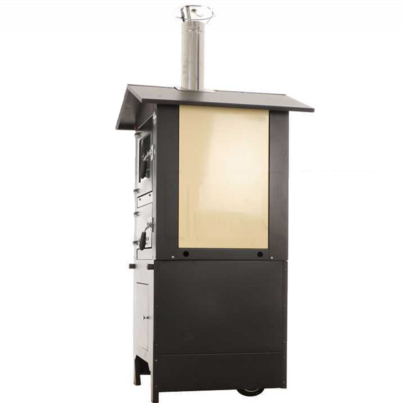 Forno a legna per pizze in acciaio inox ventilato da esterno con ruote "Made in Italy" - 3