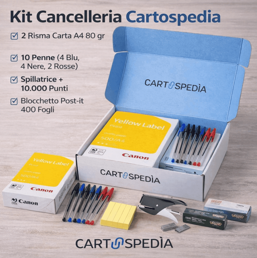 Kit Cancelleria Ufficio Completo - Set Scuola e Lavoro per Casa e Ufficio - 8