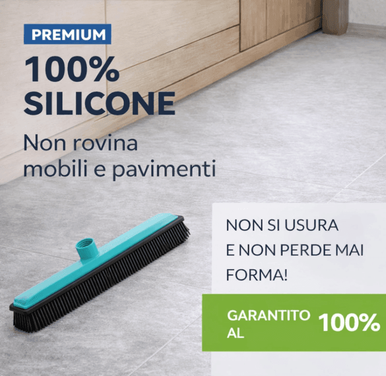 Cartospedìa - Scopa in Silicone con Manico Estensibile - Raccogli Polvere e Peli - Lavabile - Ideale per Interno e Esterno - 4
