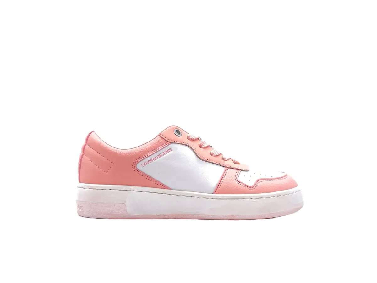CALVIN KLEIN JEANS Sneakers donna Laceup Basket YW0YW00448 bianco rosa - 4