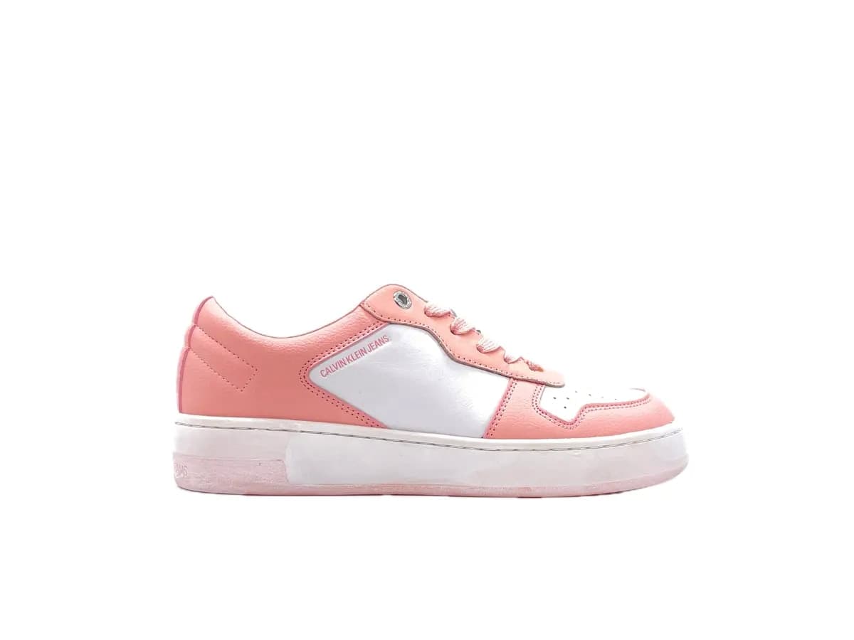 CALVIN KLEIN JEANS Sneakers donna Laceup Basket YW0YW00448 bianco rosa - 4