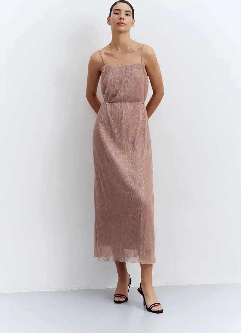 COMPANIA FANTASTICA | Abito midi lurex plissè - 6