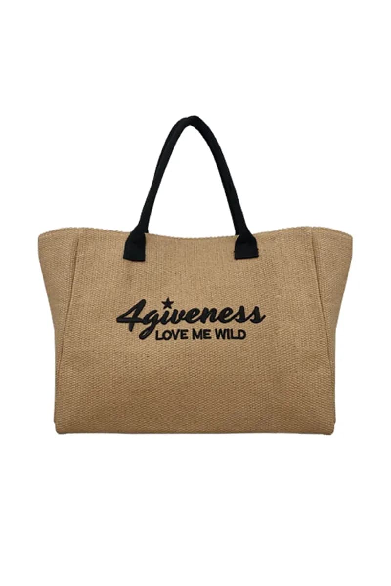 4GIVENESS | Borsa mare cartapaglia ricamo - 3