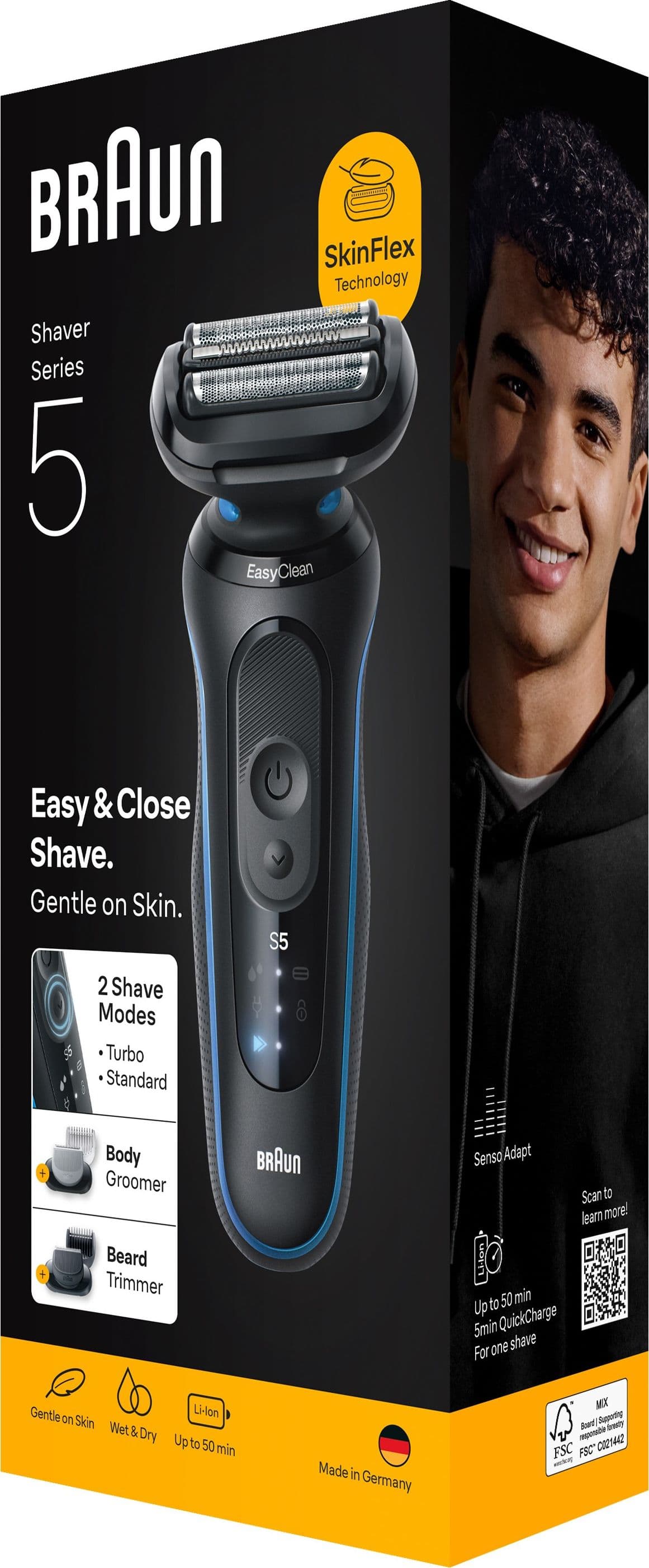 Braun Rasoio Elettrico Serie 5 Wet&Dry 3 Lame 52-B1650S Blu - 2