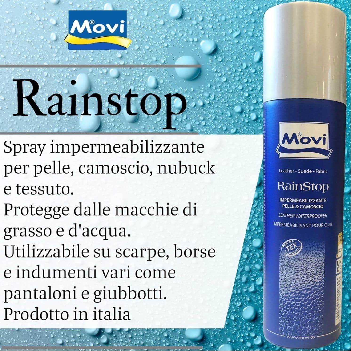 Movi Spray Impermeabilizzante RainStop – 250 ml per Pelle e Camoscio - 5