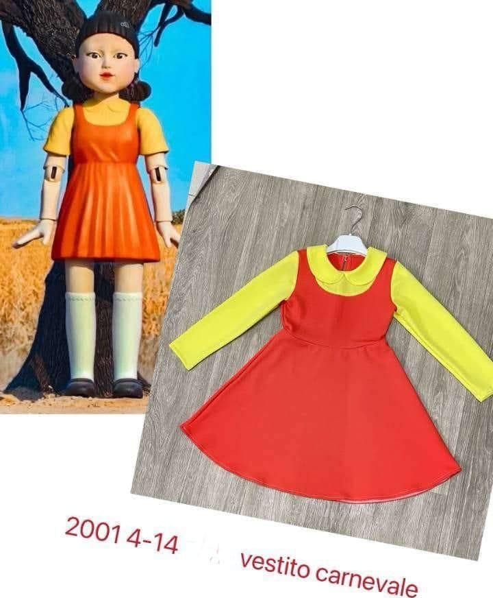 COSTUME CARNEVALE BAMBOLA SQUID GAME DA 2 a 10 ANNI - 2