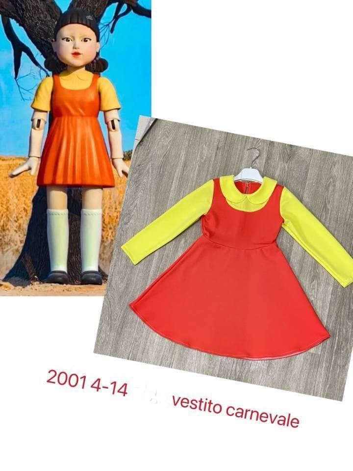 COSTUME CARNEVALE BAMBOLA SQUID GAME DA 2 a 10 ANNI - 2