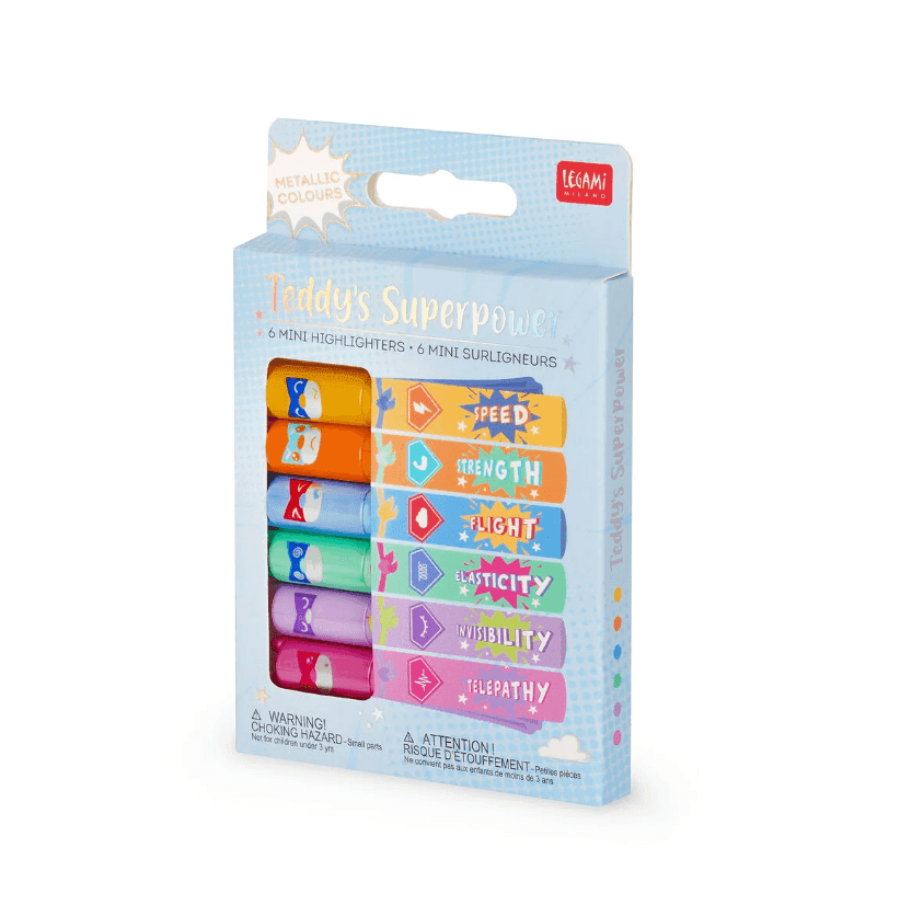 Legami - Set di 6 Mini Evidenziatori - Teddy's Superpower (MH0005) - 2