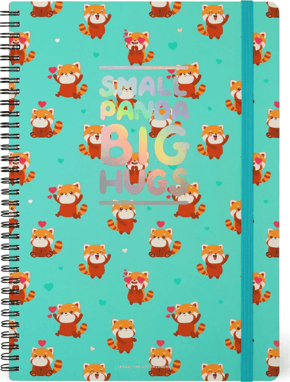 Legami - Quaderno a Righe A4 spiralato con Copertina Rigida Illustrata e chiusura con elastico - Red Panda (A4NOTS0056)