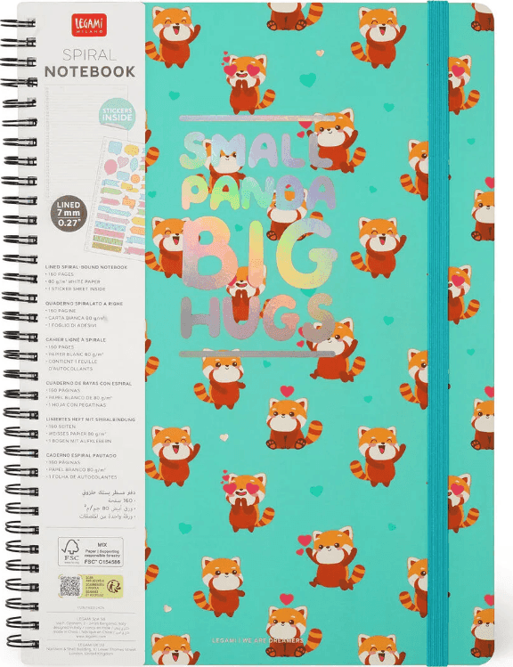 Legami - Quaderno a Righe A4 spiralato con Copertina Rigida Illustrata e chiusura con elastico - Red Panda (A4NOTS0056) - 7