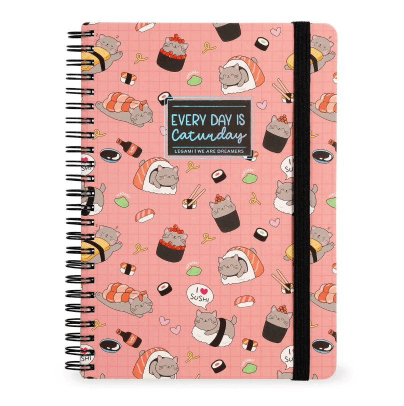Legami - Quaderno a Righe A4 con Copertina Rigida Illustrata - Sushi Cat - Blocco Note - Con Spirale (VA4NOTS0063) - 5