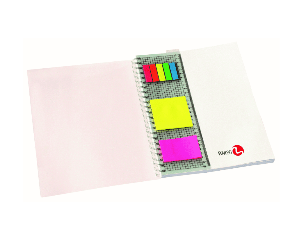 BM - Quaderno Spiralato  100 fg 5mm con righello e Sticky Notes - 6