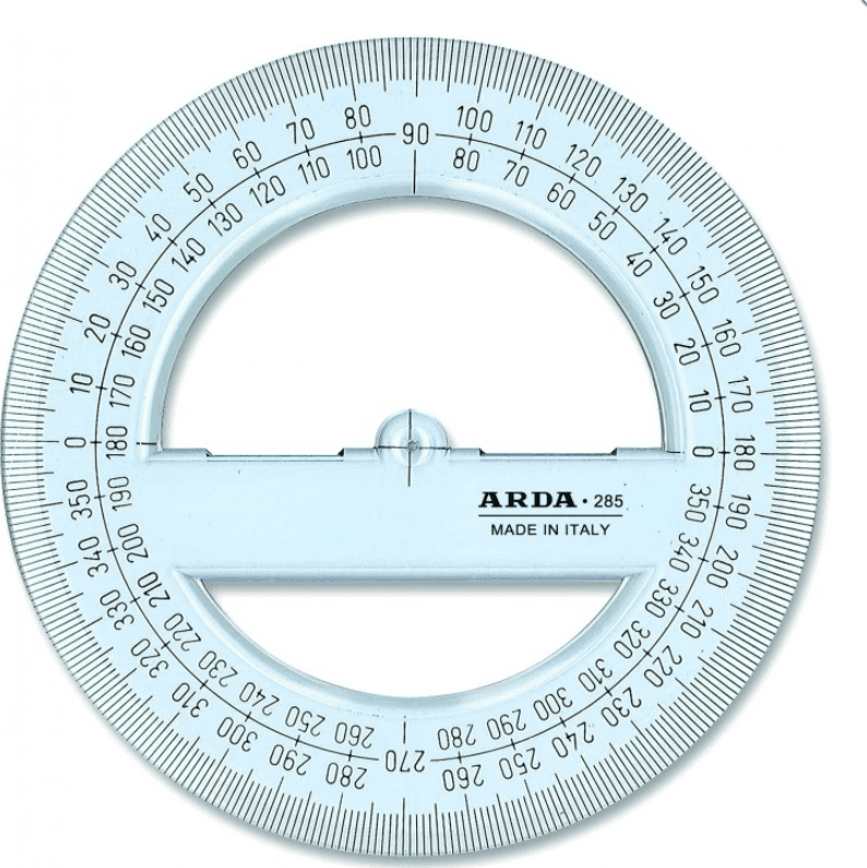 Arda - Goniometro a 360 ° 12 centimetri linea uni - regola (polistirolo, trasparente, 120 mm) - 2