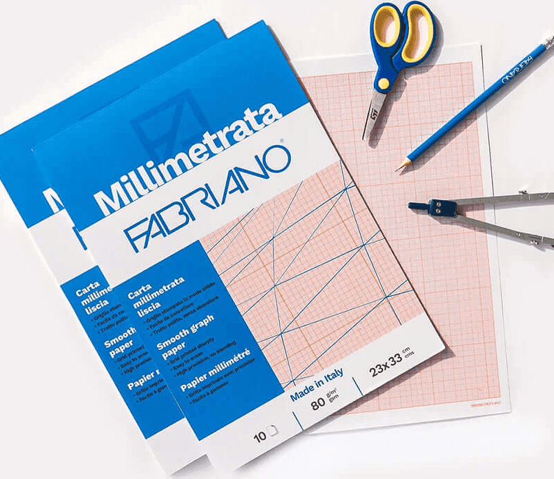 Fabriano-Blocco carta millimetrata cm 21x29,7 - 10 fogli - 80 g formato A4 - (19100662) - 2
