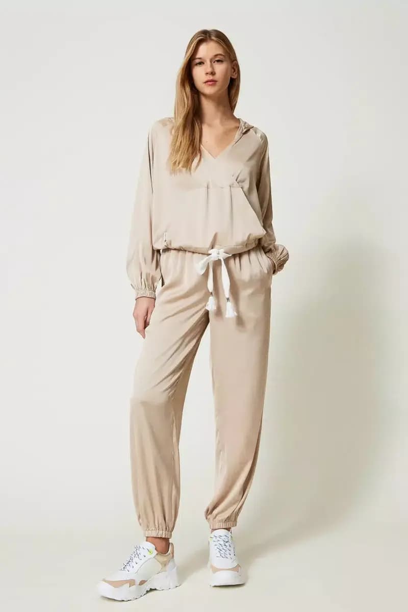 TWINSET | Blusa in raso con cappuccio - 1