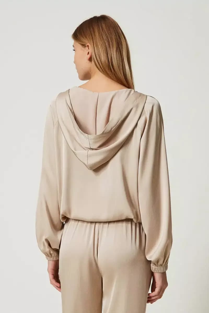 TWINSET | Blusa in raso con cappuccio - 2