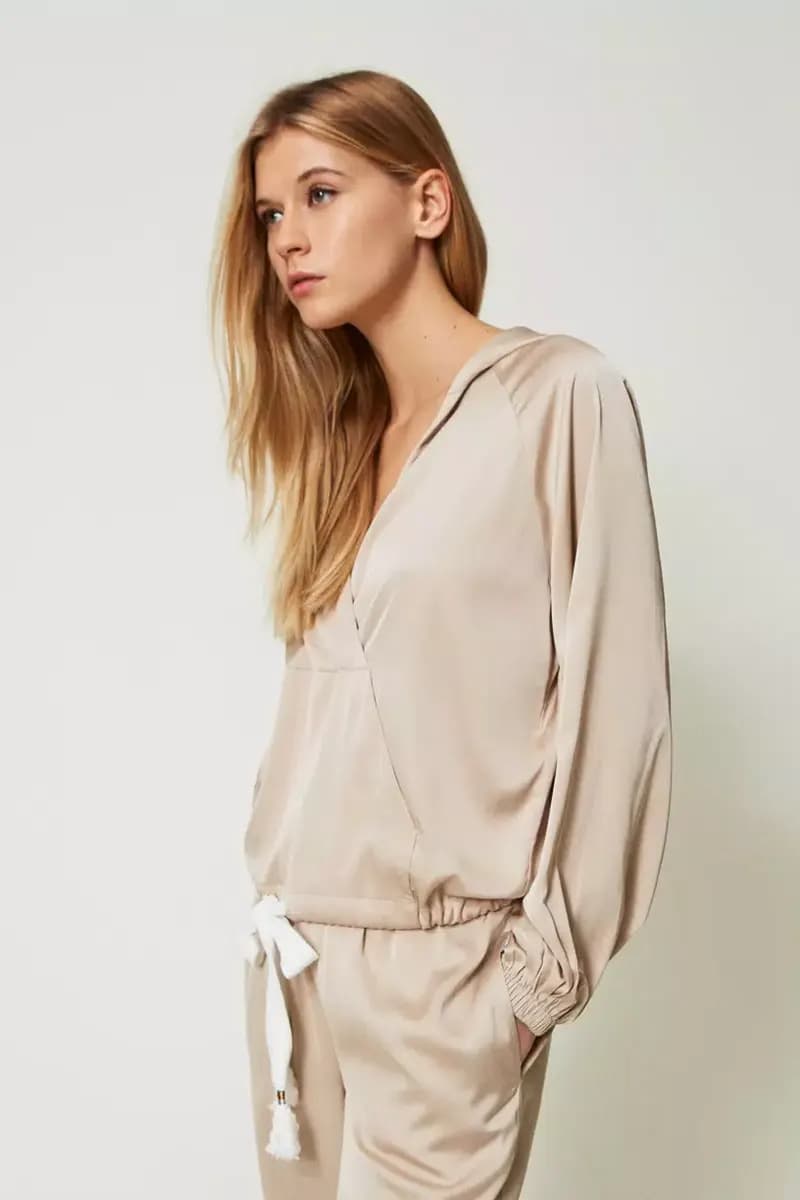 TWINSET | Blusa in raso con cappuccio - 3