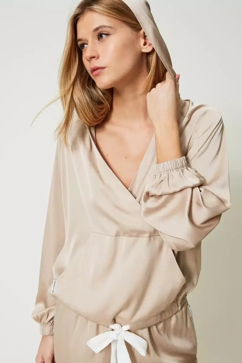 TWINSET | Blusa in raso con cappuccio - 4
