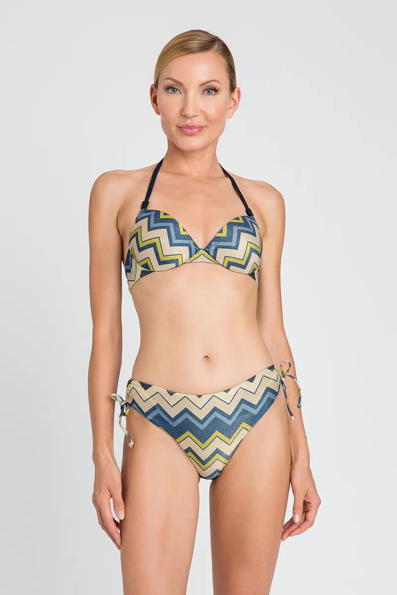 TWINSET | Bikini slip coulisse lurex a stampa chevron - 4