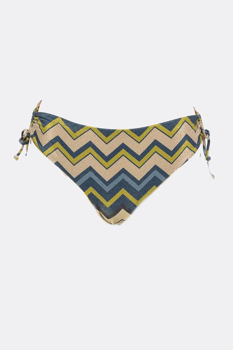 TWINSET | Bikini slip coulisse lurex a stampa chevron - 3