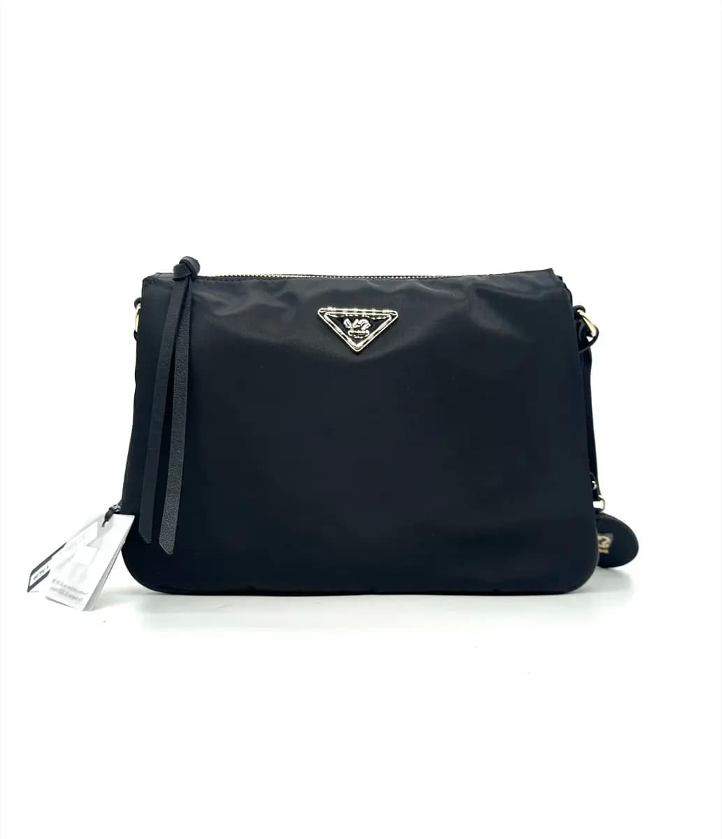 Ynot Borsa donna CLOUD nera a tracolla con zip e dettagli oro - 5