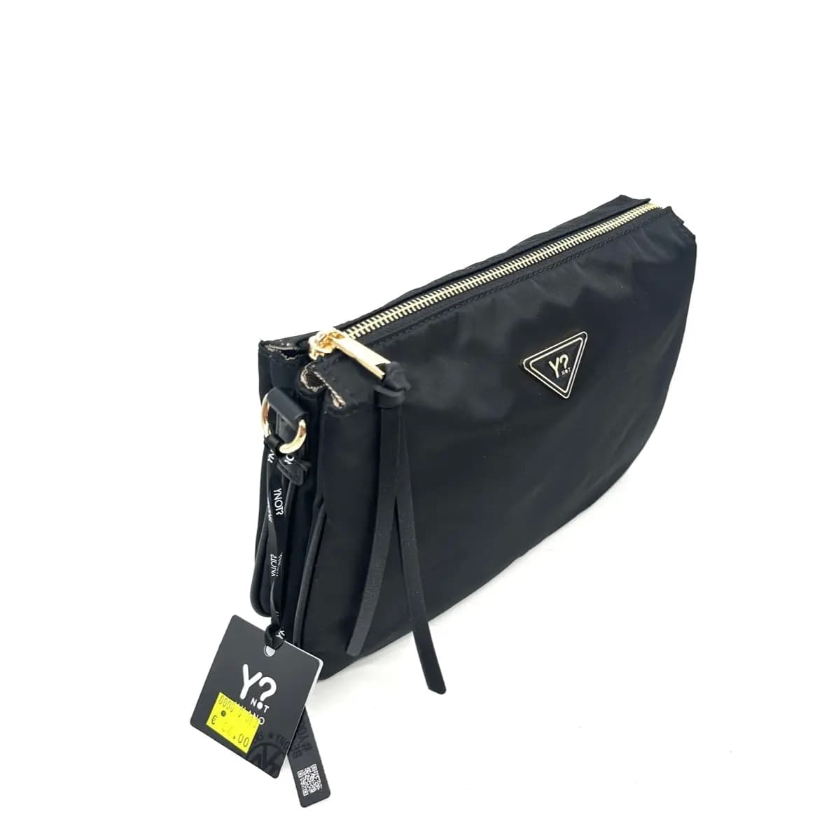 Ynot Borsa donna CLOUD nera a tracolla con zip e dettagli oro - 3